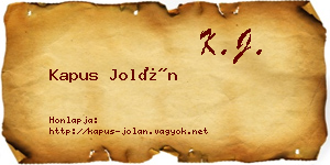 Kapus Jolán névjegykártya