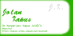 jolan kapus business card